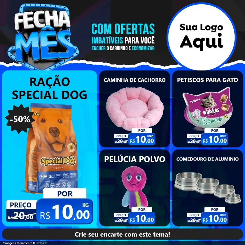 Modelo de Rede Social para Feed Facebook com o tema Fecha Mês para Pet Shop