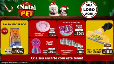 Modelo de TV para TV Horizontal com o tema Natal Pet para Pet Shop