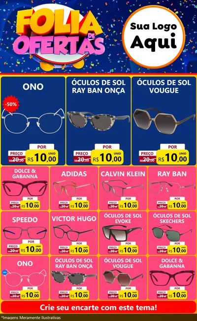 Modelo de Encarte para Encarte Grande com o tema Folia de Ofertas para Óticas