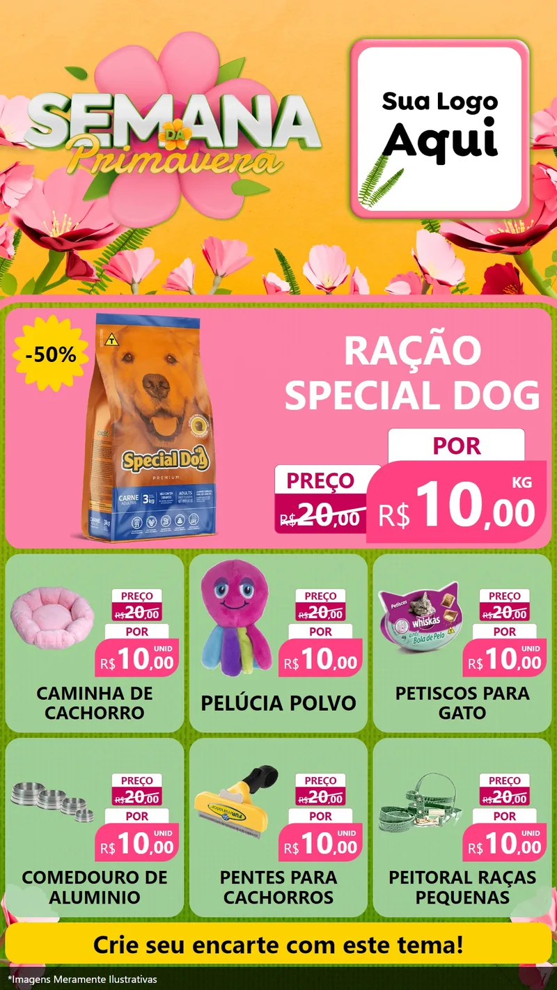 Modelo de Rede Social para Stories com o tema Semana da Primavera para Pet Shop