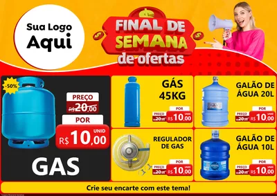 Modelo de Encarte para Encarte A4 Horizontal com o tema Final de Semana de Ofertas para Água e gás