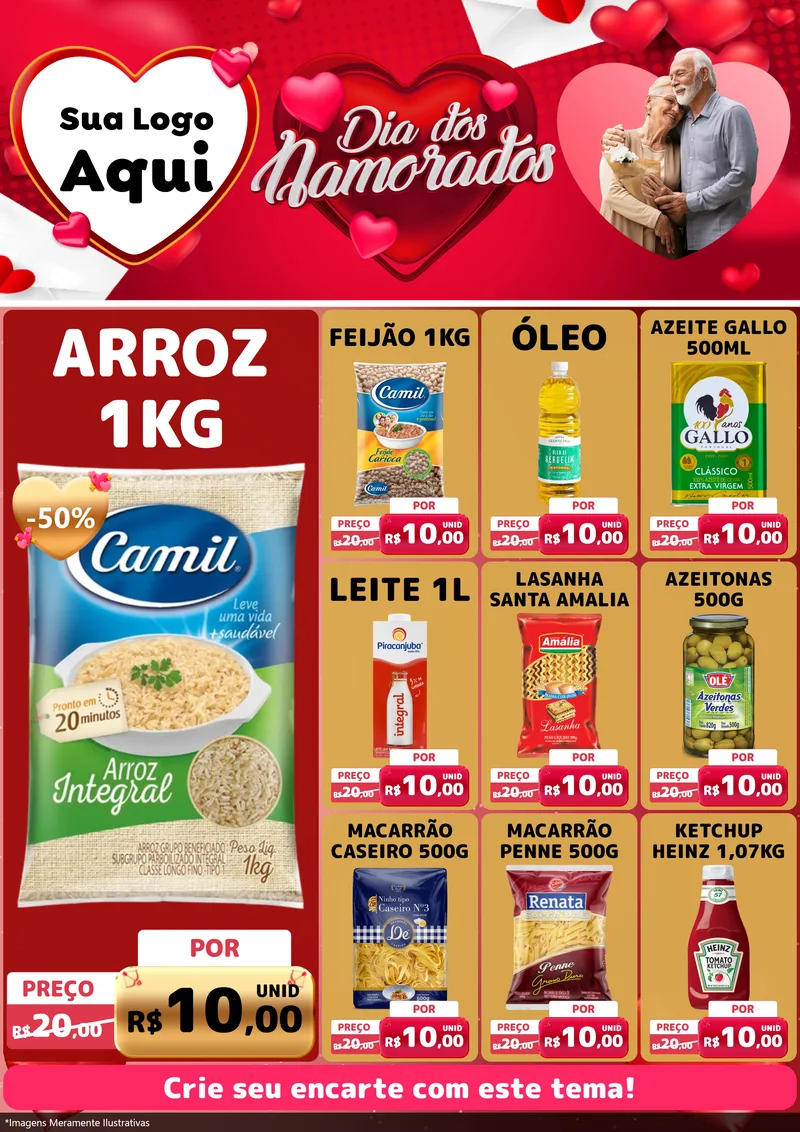 Modelo de Encarte para Encarte A4 Vertical com o tema Dia Dos Namorados para Supermercado