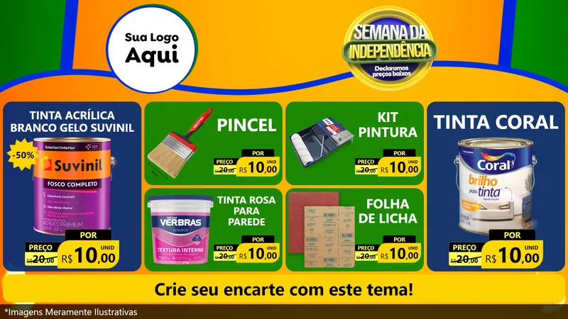 Modelo de TV para TV Horizontal com o tema Semana da Independência Declaramos Preços Baixos para Tintas e Ferramentas