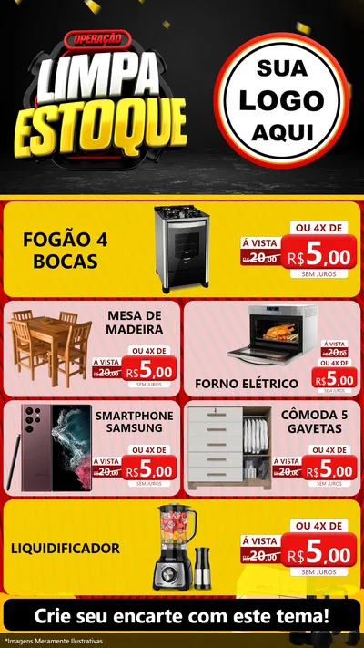 Modelo de TV para TV Vertical com o tema Operação Limpa Estoque para Móveis e Eletro