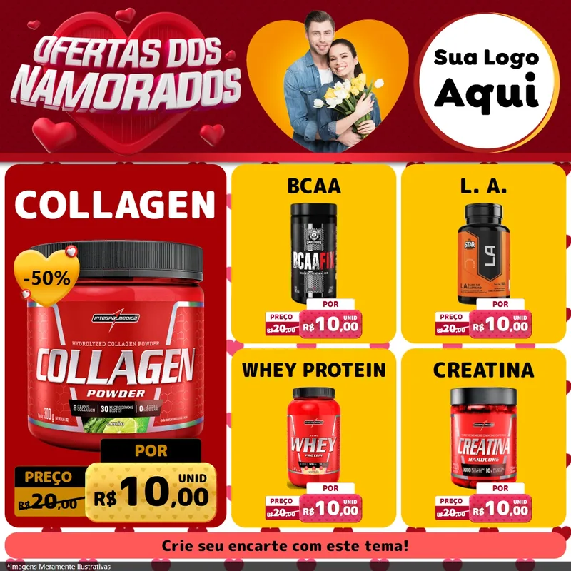 Modelo de Rede Social para Feed Facebook com o tema Ofertas Dos Namorados para Suplementos alimentares