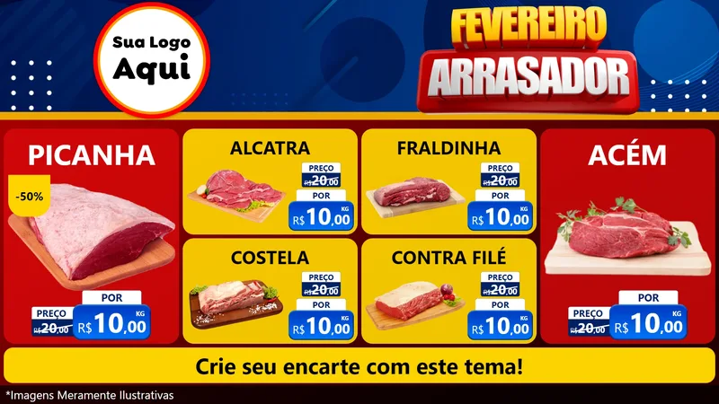 Modelo de TV para TV Horizontal com o tema Fevereiro Arrasador para Açougue