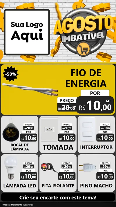 Modelo de Rede Social para Stories com o tema Agosto imbatível para Materiais Elétricos