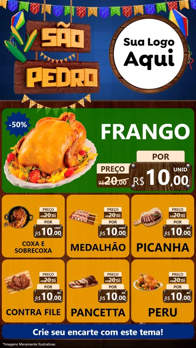 Modelo de Rede Social para Stories com o tema São Pedro para Assados