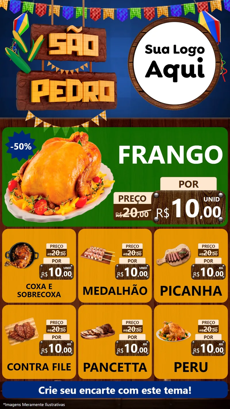 Modelo de Rede Social para Stories com o tema São Pedro para Assados