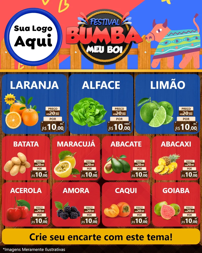 Modelo de Rede Social para Feed Instagram com o tema Festival Bumba Meu Boi para Hortifrúti