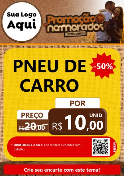 Modelo de Cartaz para Cartaz A4 Vertical com o tema Promoção Namorados para Auto peças