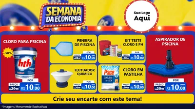 Modelo de TV para TV Horizontal com o tema Semana da Economia para Produtos para Piscina