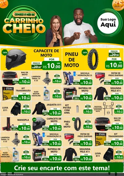 Modelo de Encarte para Encarte A4 Vertical com o tema Carrinho Cheio para Moto peças