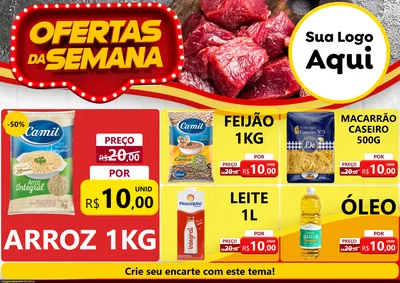 Modelo de Encarte para Encarte A4 Horizontal com o tema Ofertas da Semana para Supermercado