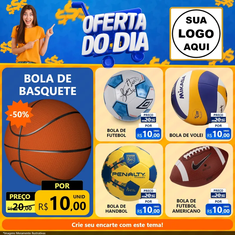 Modelo de Rede Social para Feed Facebook com o tema Oferta do Dia para Artigos Esportivos