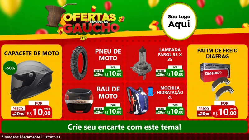 Modelo de TV para TV Horizontal com o tema Ofertas Semana Do Gaúcho para Moto peças