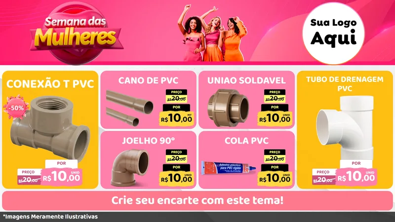 Modelo de TV para TV Horizontal com o tema Semana das Mulheres para Tubos e conexões