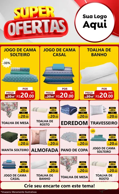 Modelo de Encarte para Encarte Grande com o tema Super Ofertas para Cama, Mesa e Banho