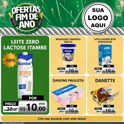 Modelo de Rede Social para Feed Facebook com o tema Ofertas Fim de Ano para Frios e Laticínios