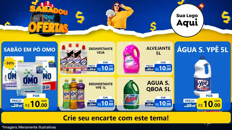 Modelo de TV para TV Horizontal com o tema Sabadou de Ofertas para Produtos de Limpeza
