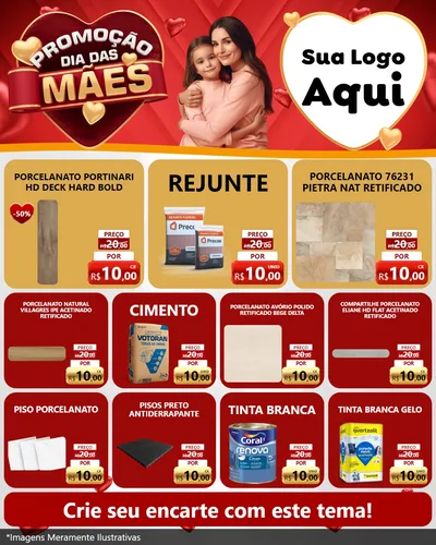 Modelo de Rede Social para Feed Instagram com o tema Promoção Dia das Mães para Pisos e revestimentos