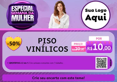 Modelo de Cartaz para Cartaz A4 Horizontal com o tema Especial Semana da Mulher para Material para Construção