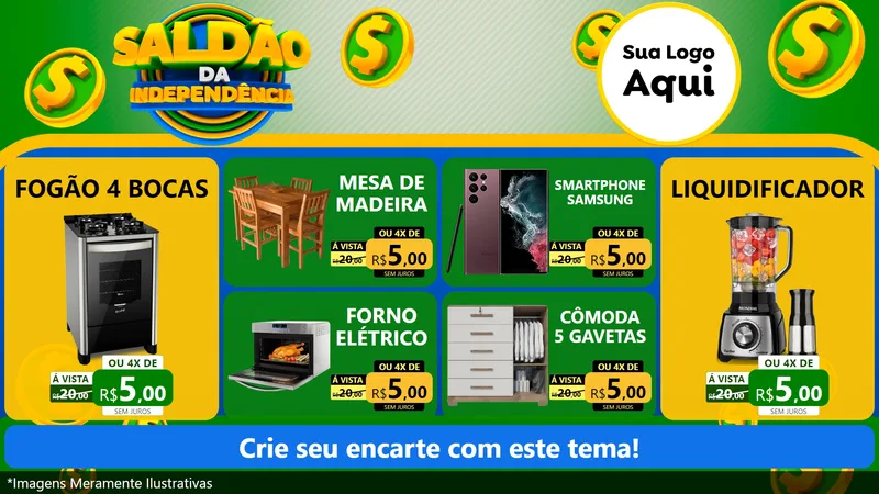 Modelo de TV para TV Horizontal com o tema Saldão da Indepêndencia para Móveis e Eletro