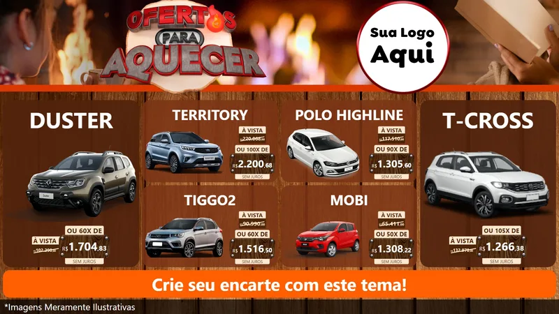 Modelo de TV para TV Horizontal com o tema Ofertas Para Aquecer para Concessionaria de Carros