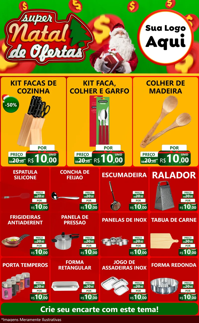 Modelo de Encarte para Encarte Grande com o tema Super Natal de Ofertas para Utilidades Domésticas