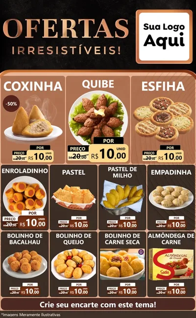 Modelo de Encarte para Encarte Grande com o tema Ofertas Irresistíveis! para Salgadaria