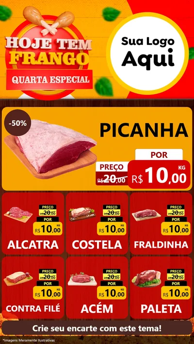 Modelo de Rede Social para Stories com o tema Hoje tem Frango Quarta Especial para Açougue