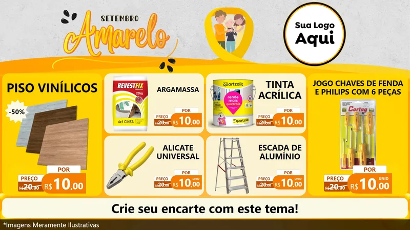 Modelo de TV para TV Horizontal com o tema Setembro Amarelo para Material para Construção