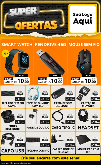 Modelo de Encarte para Encarte Grande com o tema Super Ofertas para Informática