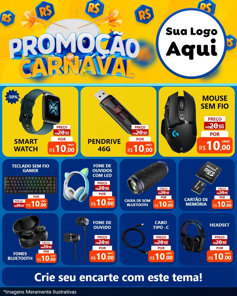 Modelo de Rede Social para Feed Instagram com o tema Promoção de Carnaval para Informática