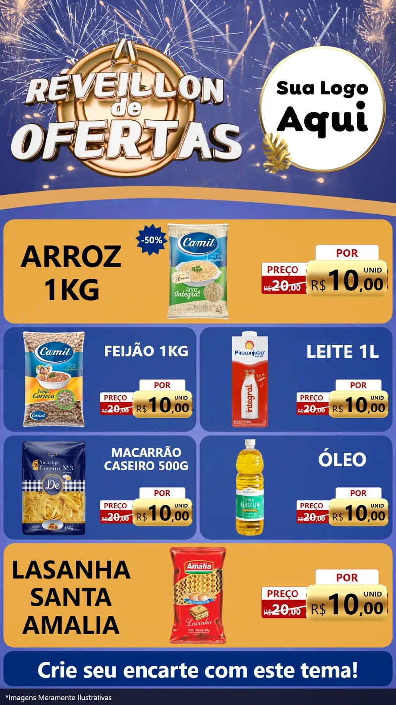 Modelo de TV para TV Vertical com o tema Réveillon de Ofertas para Supermercado