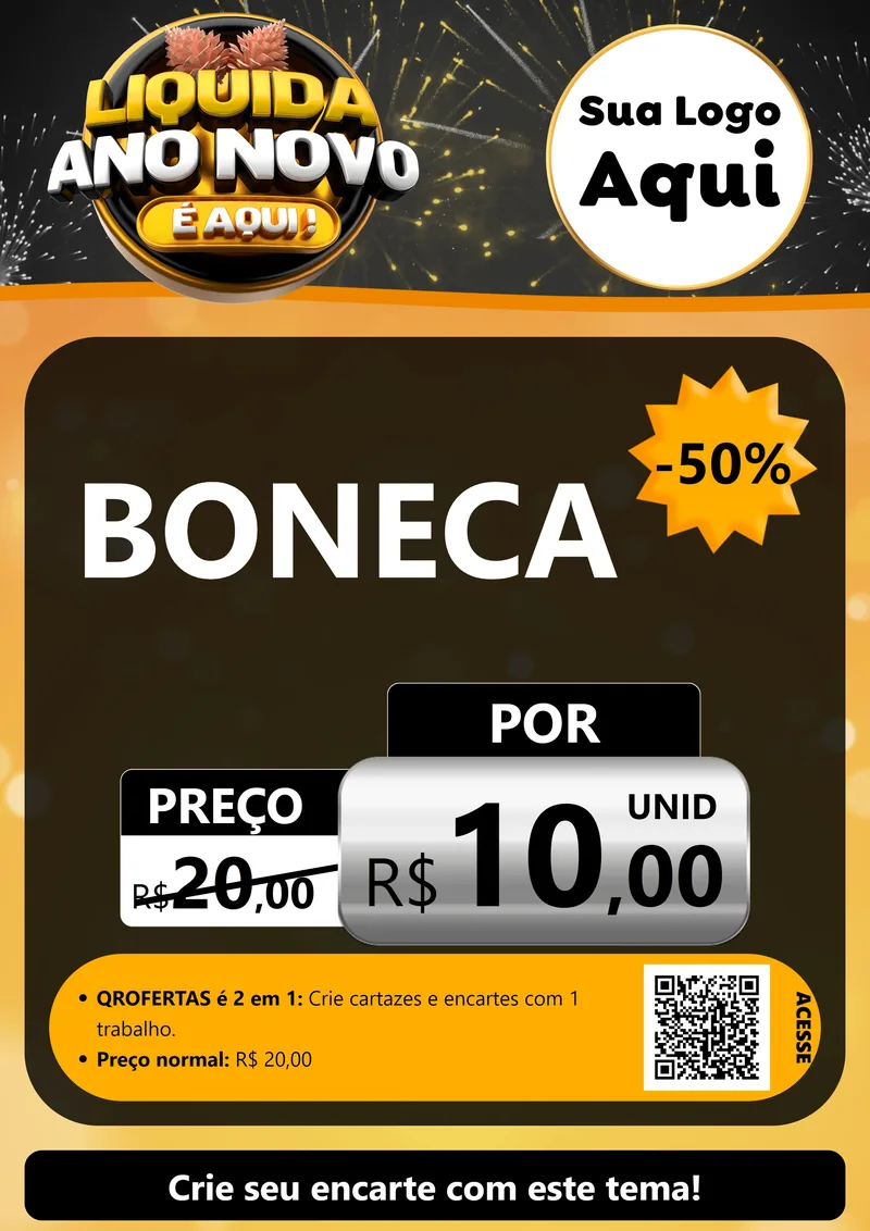 Modelo de Cartaz para Cartaz A4 Vertical com o tema Liquida Ano Novo É Aqui! para Brinquedos