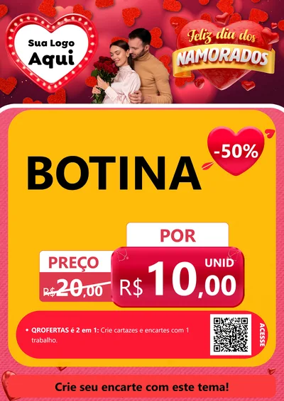 Modelo de Cartaz para Cartaz A4 Vertical com o tema Feliz Dia Dos Namorados para Agropecuária