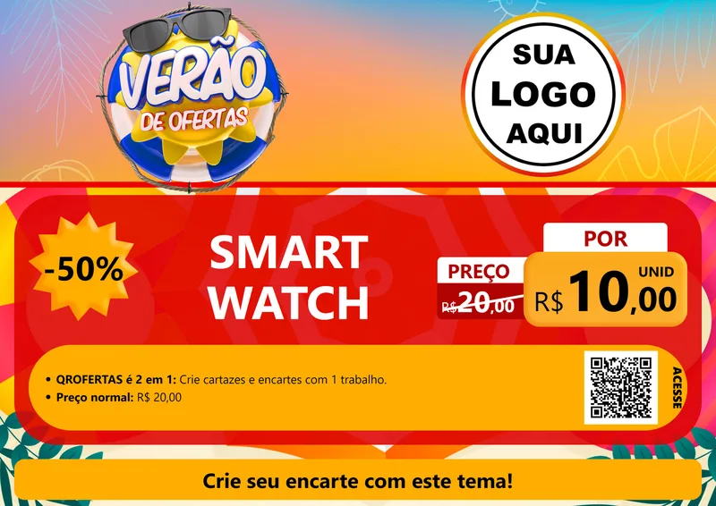 Modelo de Cartaz para Cartaz A4 Horizontal com o tema Verão de Ofertas para Informática