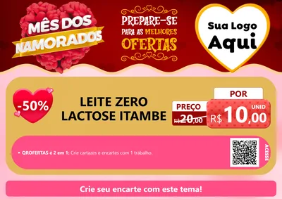 Modelo de Cartaz para Cartaz A4 Horizontal com o tema Mês dos Namorados para Frios e Laticínios