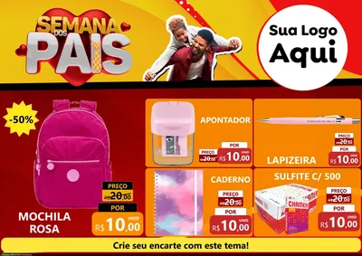 Modelo de Encarte para Encarte A4 Horizontal com o tema Semana Dos Pais para Papelaria