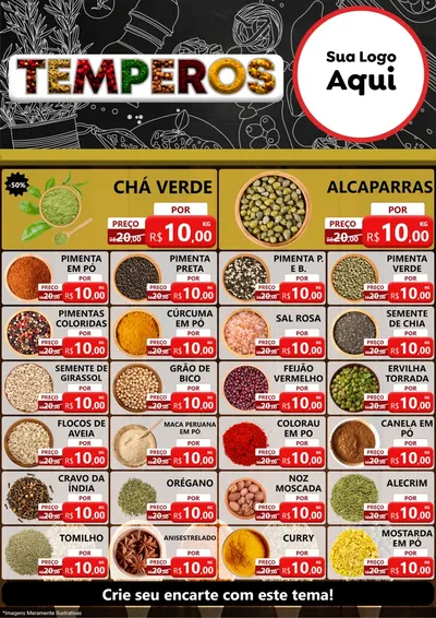 Modelo de Encarte para Encarte A4 Vertical com o tema Temperos para Produtos Naturais