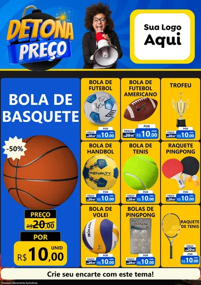 Modelo de Encarte para Encarte A4 Vertical com o tema Detona Preços para Artigos Esportivos