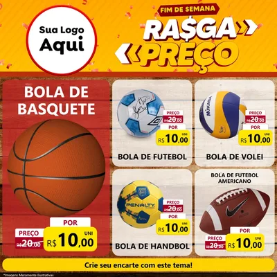 Modelo de Rede Social para Feed Facebook com o tema Fim de Semana Rasga Preços para Artigos Esportivos