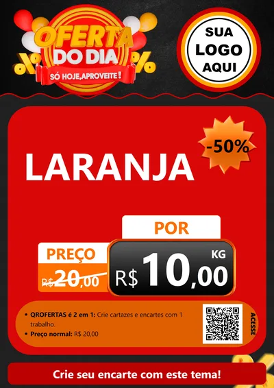 Modelo de Cartaz para Cartaz A4 Vertical com o tema Oferta do Dia - Só hoje, Aproveite! para Hortifrúti