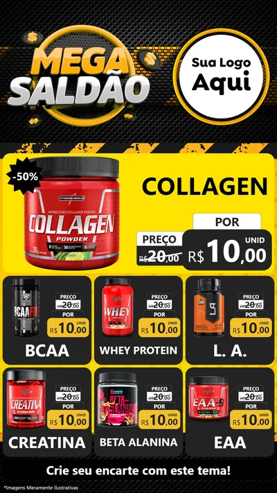 Modelo de Rede Social para Stories com o tema Mega Saldão para Suplementos alimentares
