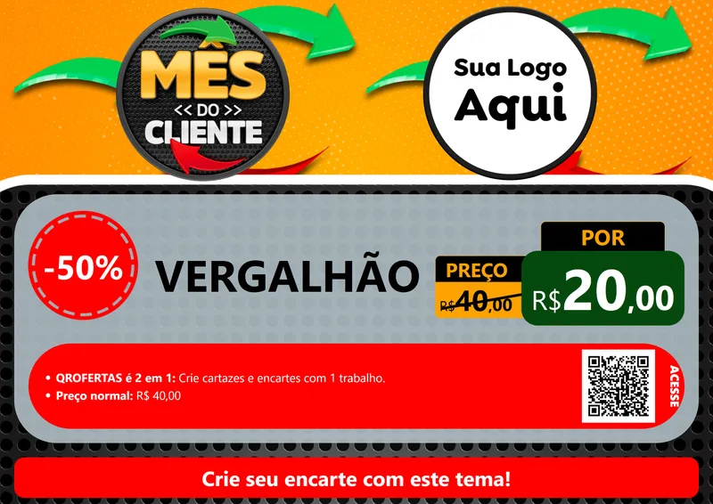 Modelo de Cartaz para Cartaz A4 Horizontal com o tema Mês do Cliente para Ferragens