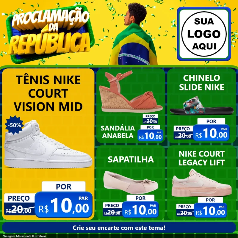 Modelo de Rede Social para Feed Facebook com o tema Proclamação da República para Calçados