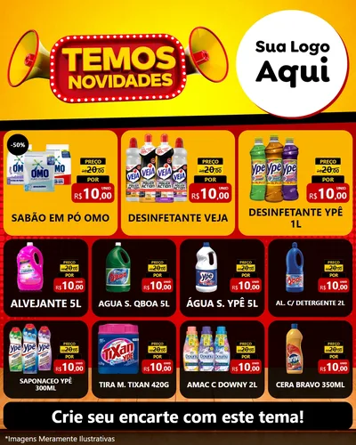 Modelo de Rede Social para Feed Instagram com o tema Temos Novidades para Produtos de Limpeza