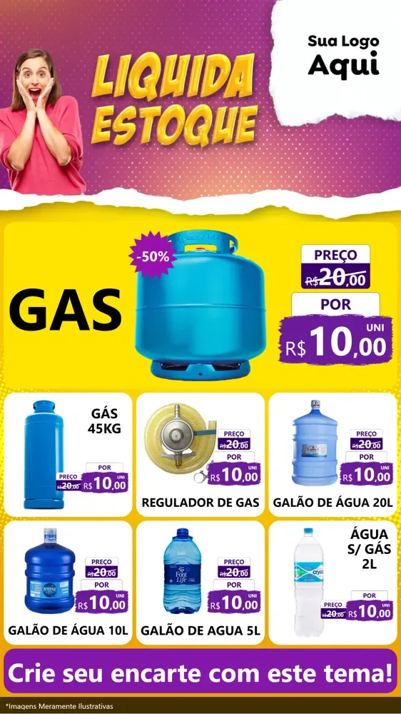 Modelo de Rede Social para Stories com o tema Liquida estoque para Água e gás