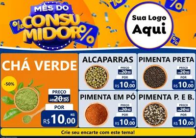 Modelo de Encarte para Encarte A4 Horizontal com o tema Mês do Consumidor para Produtos Naturais